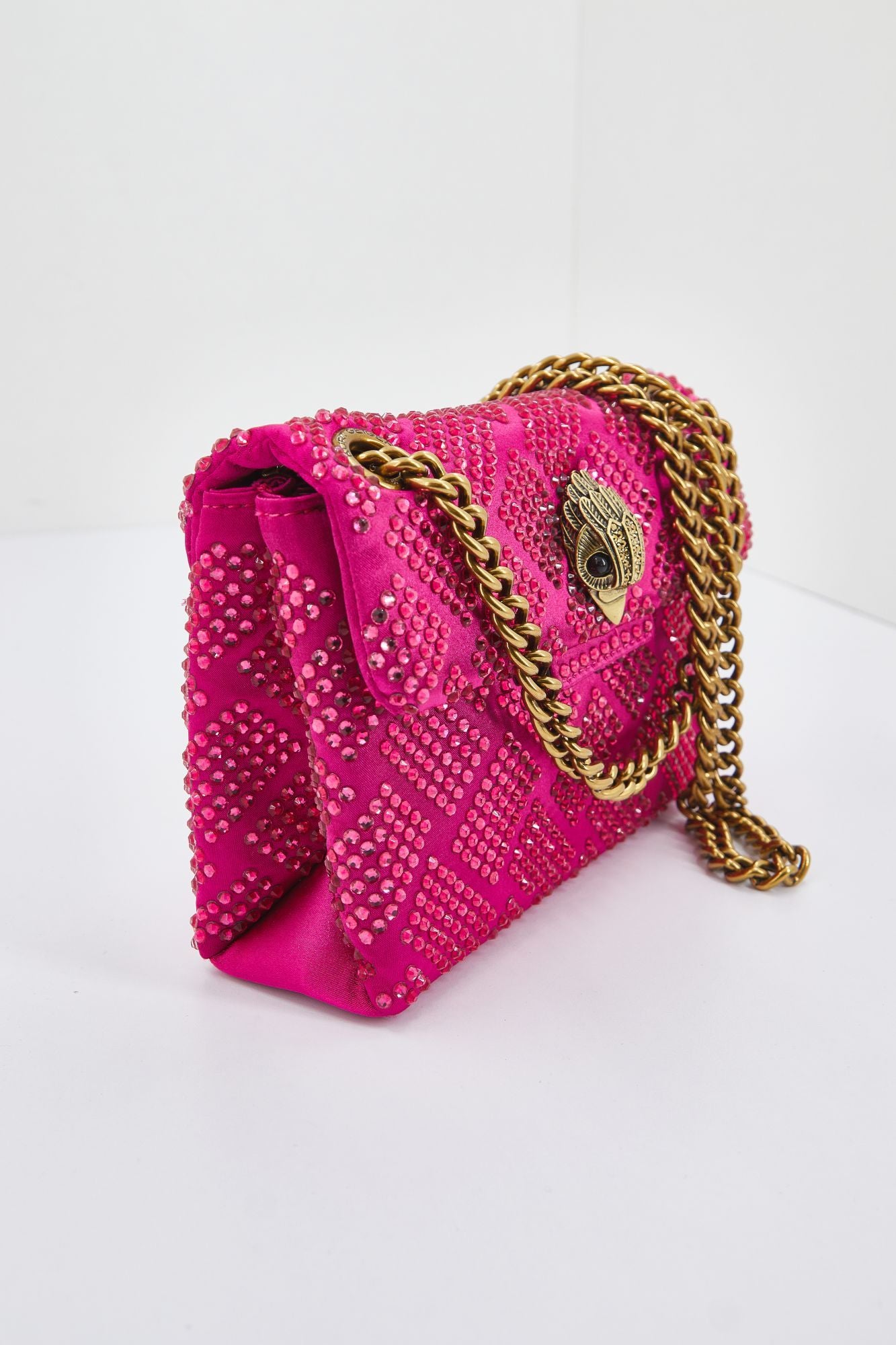 KURT GEIGER LONDON FABRIC MINI KENSINGTON en color ROSA (2)