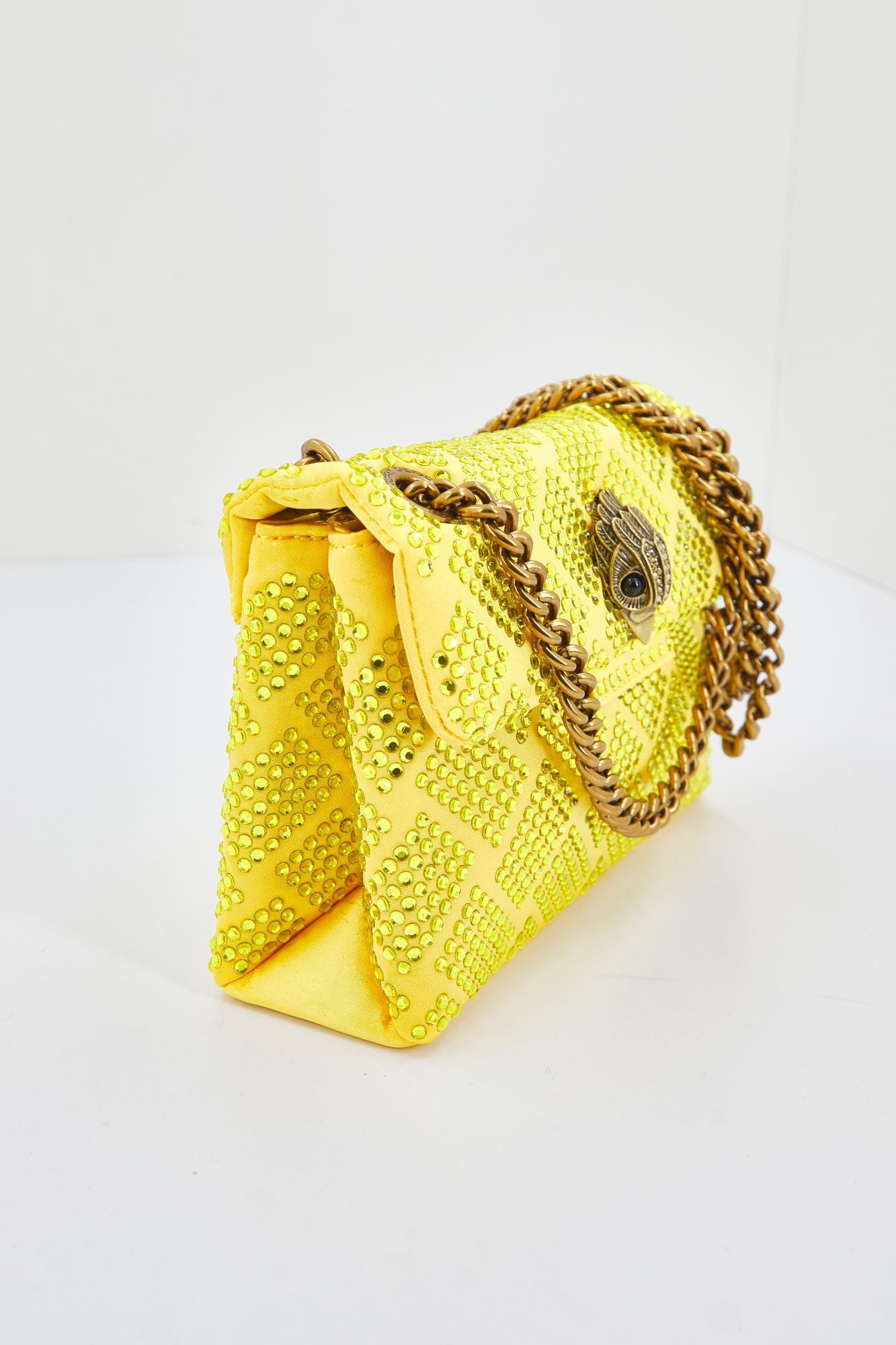 KURT GEIGER LONDON FABRIC MINI KENSINGTON en color AMARILLO (2)