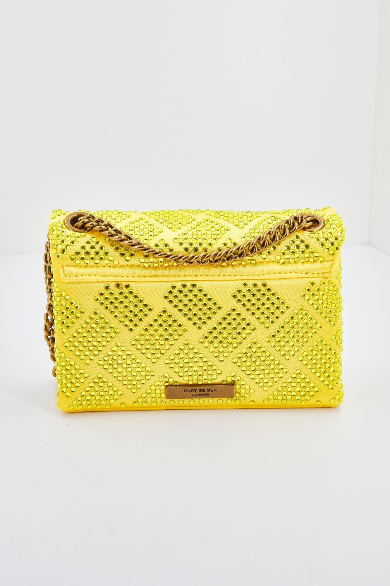 KURT GEIGER LONDON FABRIC MINI KENSINGTON en color AMARILLO (3)