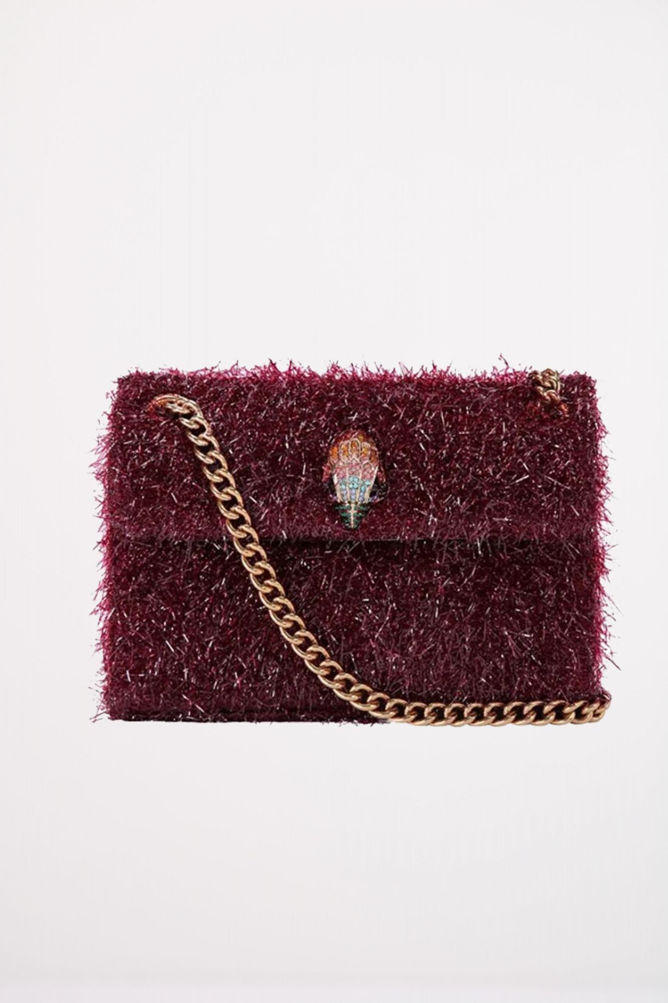 KURT GEIGER LONDON MINI KENSINGTON TINSEL en color BURDEOS (1)