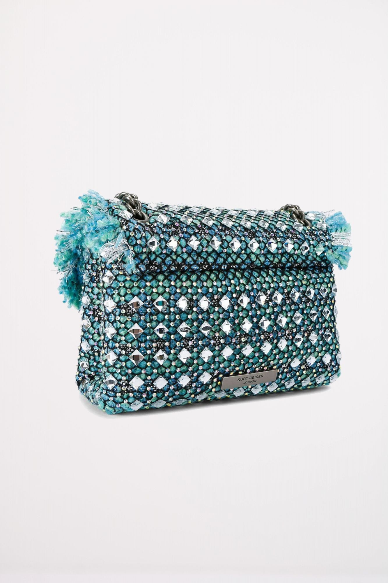 KURT GEIGER LONDON  TWEED MINI KENSINGTON en color AZUL (3)