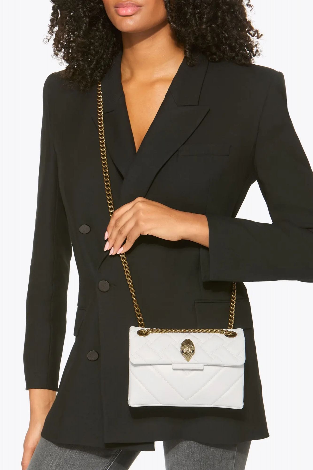 KURT GEIGER LONDON MINI LEATHER KENSINGTON BAG en color BLANCO (4)