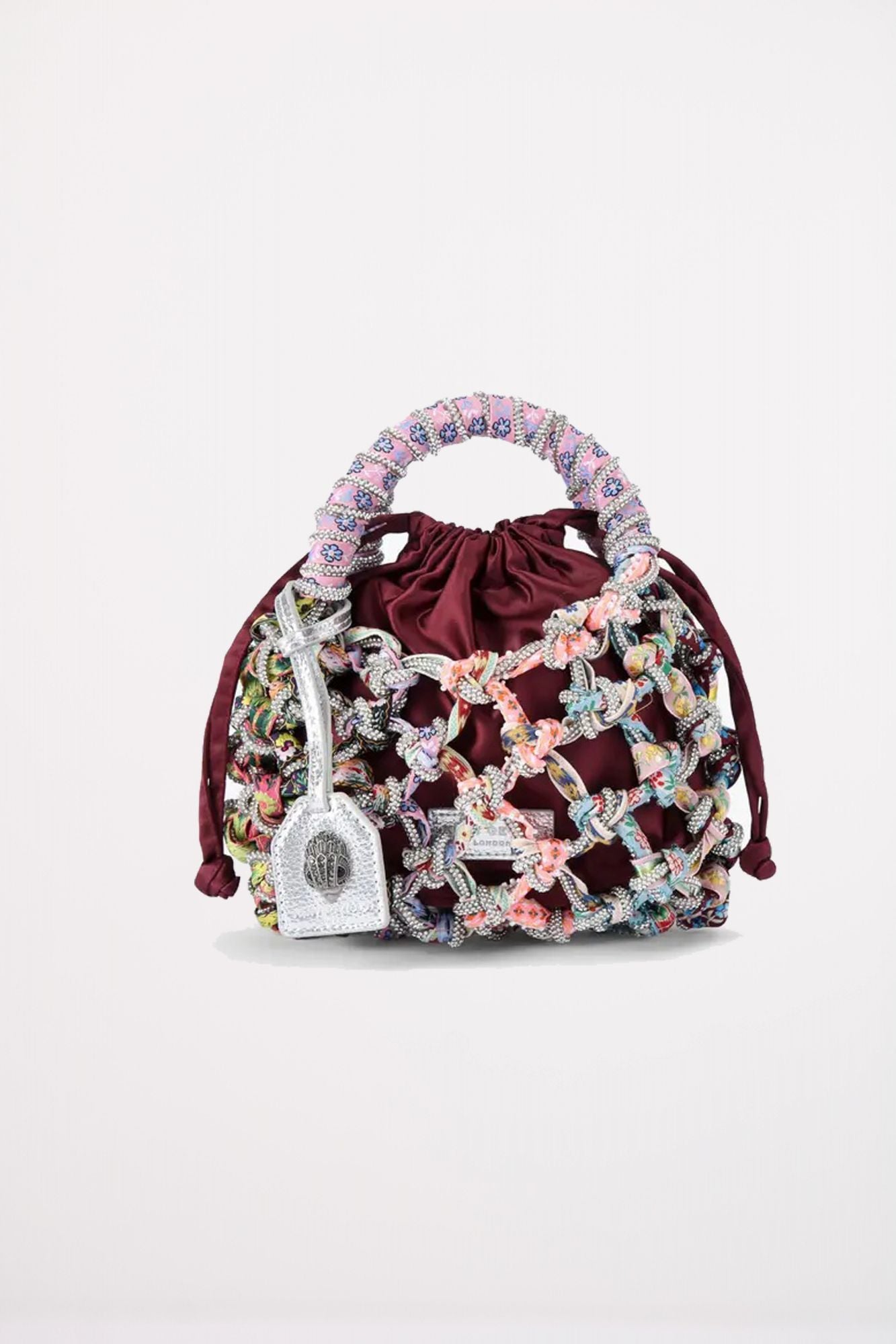 KURT GEIGER LONDON SM MACRAME CRYSTAR BAG en color BURDEOS (1)