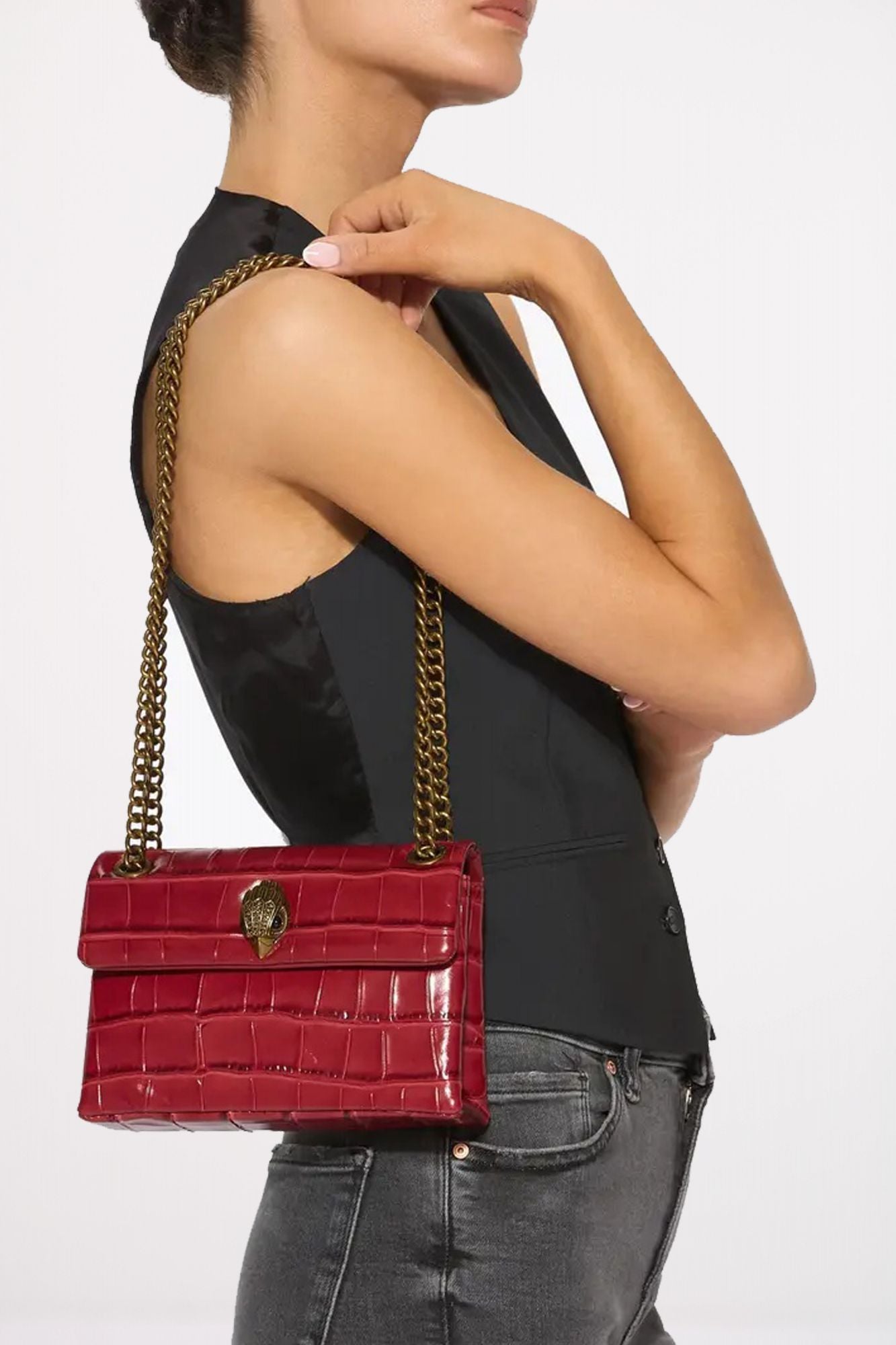 KURT GEIGER LONDON LEATHER MINI KENSINGTON en color ROJO (4)