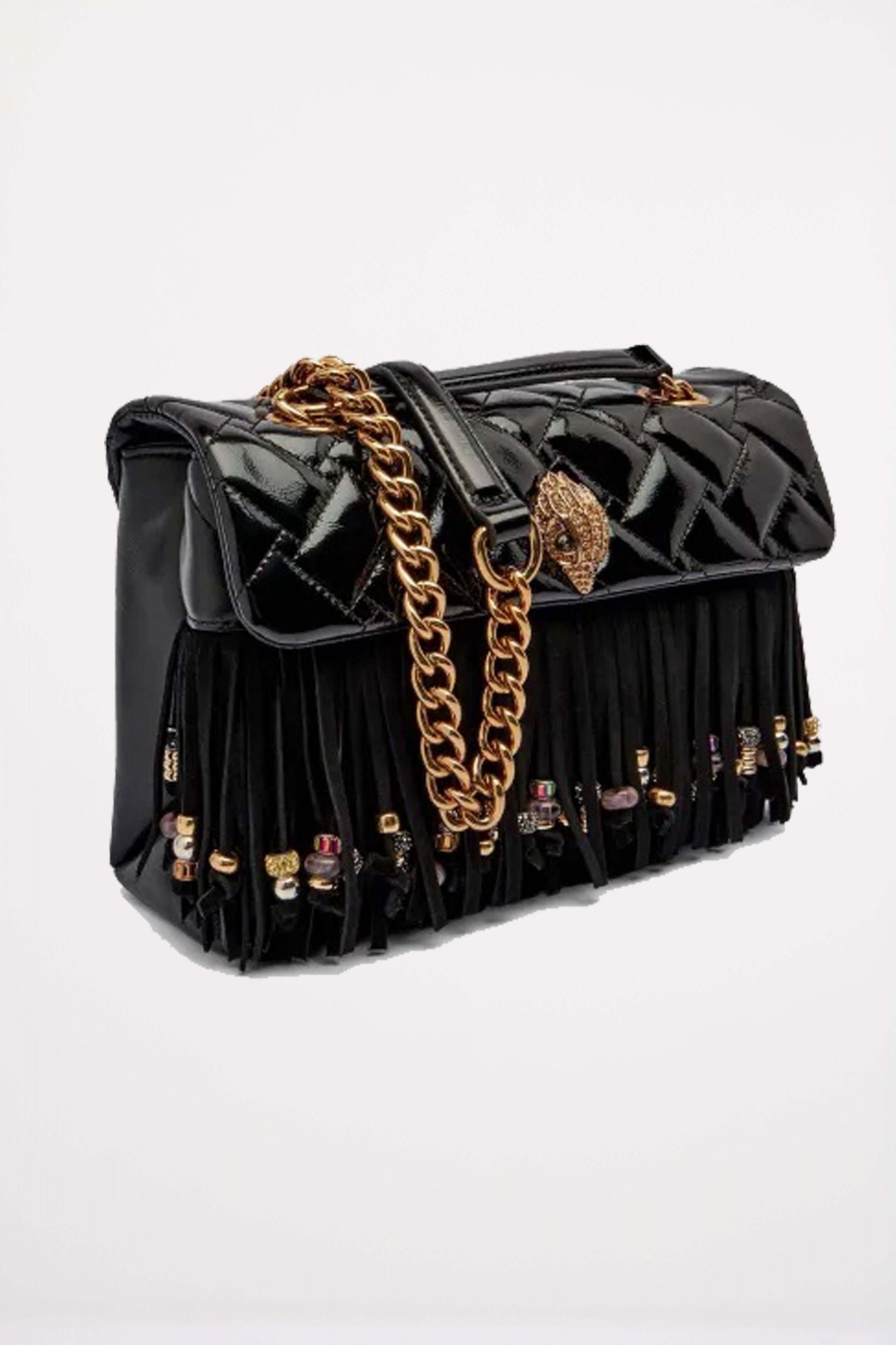 KURT GEIGER LONDON KENSINGTON FRINGE BAG en color NEGRO (2)