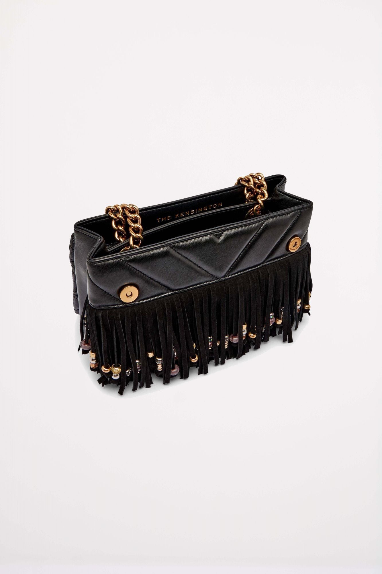 KURT GEIGER LONDON KENSINGTON FRINGE BAG en color NEGRO (4)