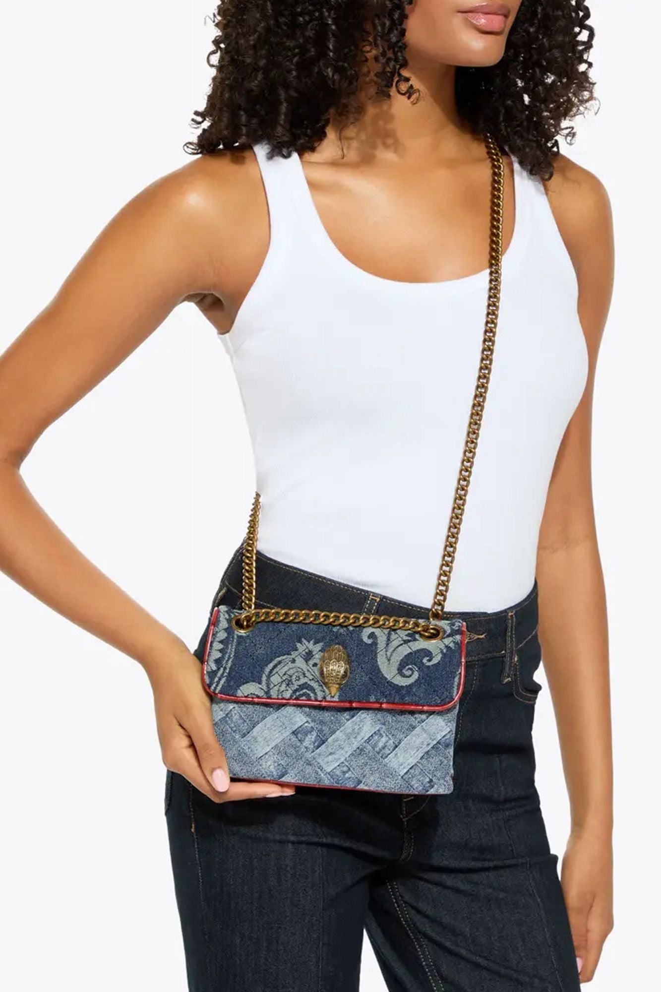 KURT GEIGER LONDON MINI KENSINGTON SOFT BAG en color AZUL (4)