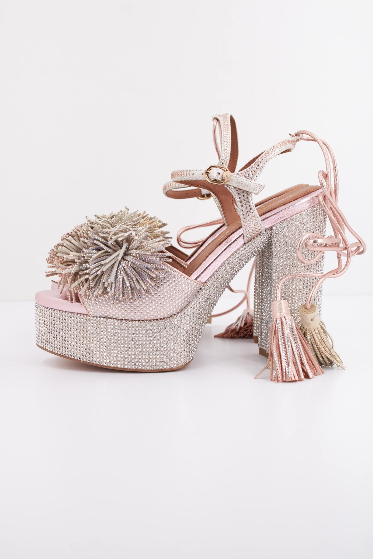 KURT GEIGER LONDON POM POM TIE PLATFORM en color ROSA (1)