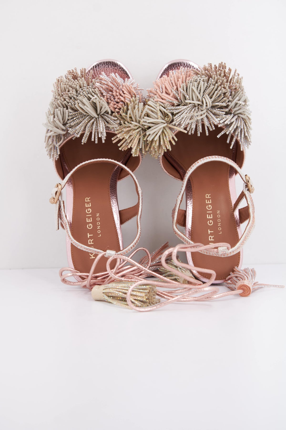 KURT GEIGER LONDON POM POM TIE PLATFORM en color ROSA (3)