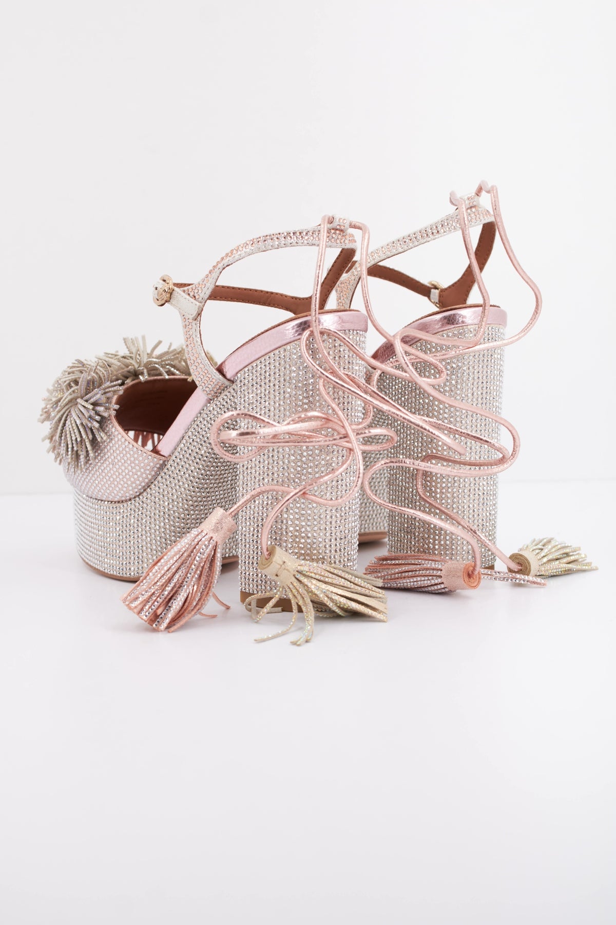 KURT GEIGER LONDON POM POM TIE PLATFORM en color ROSA (4)