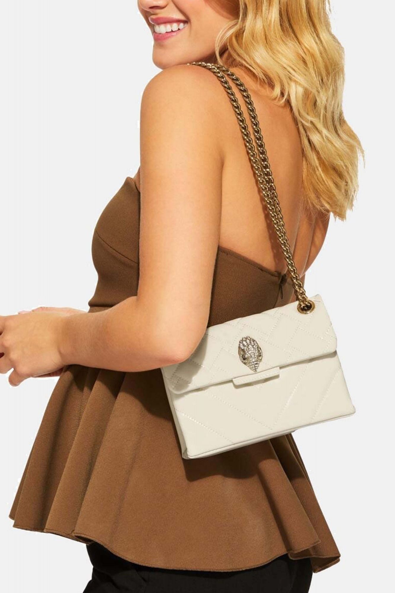 KURT GEIGER LONDON LEATHER MINI KENSINGTON en color NUDE (1)