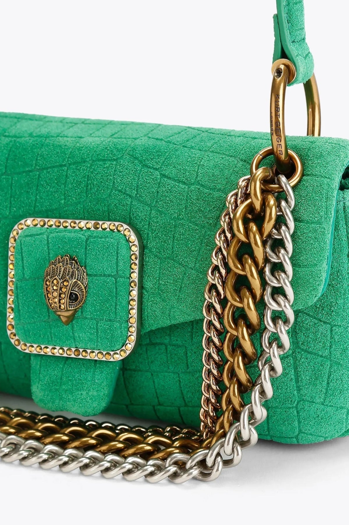 KURT GEIGER LONDON  MINI PIMLICO BAG CHAIN  en color VERDE (6)