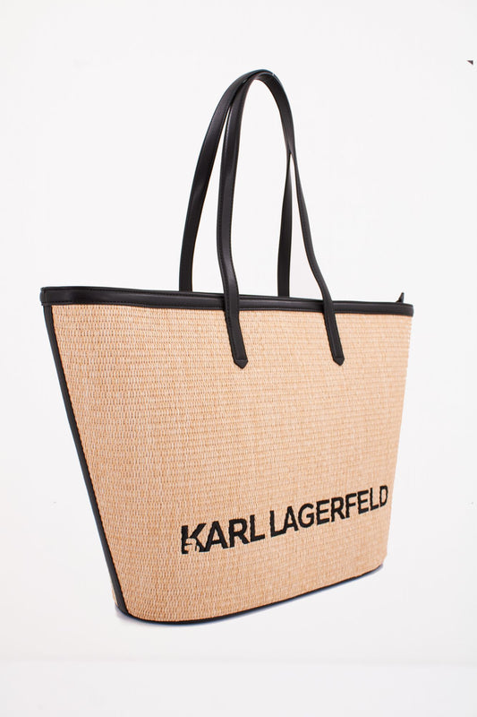 KARL LAGERFELD K/ESSENTIAL RAFFIA TOTE en color MARRON CLARO (2)