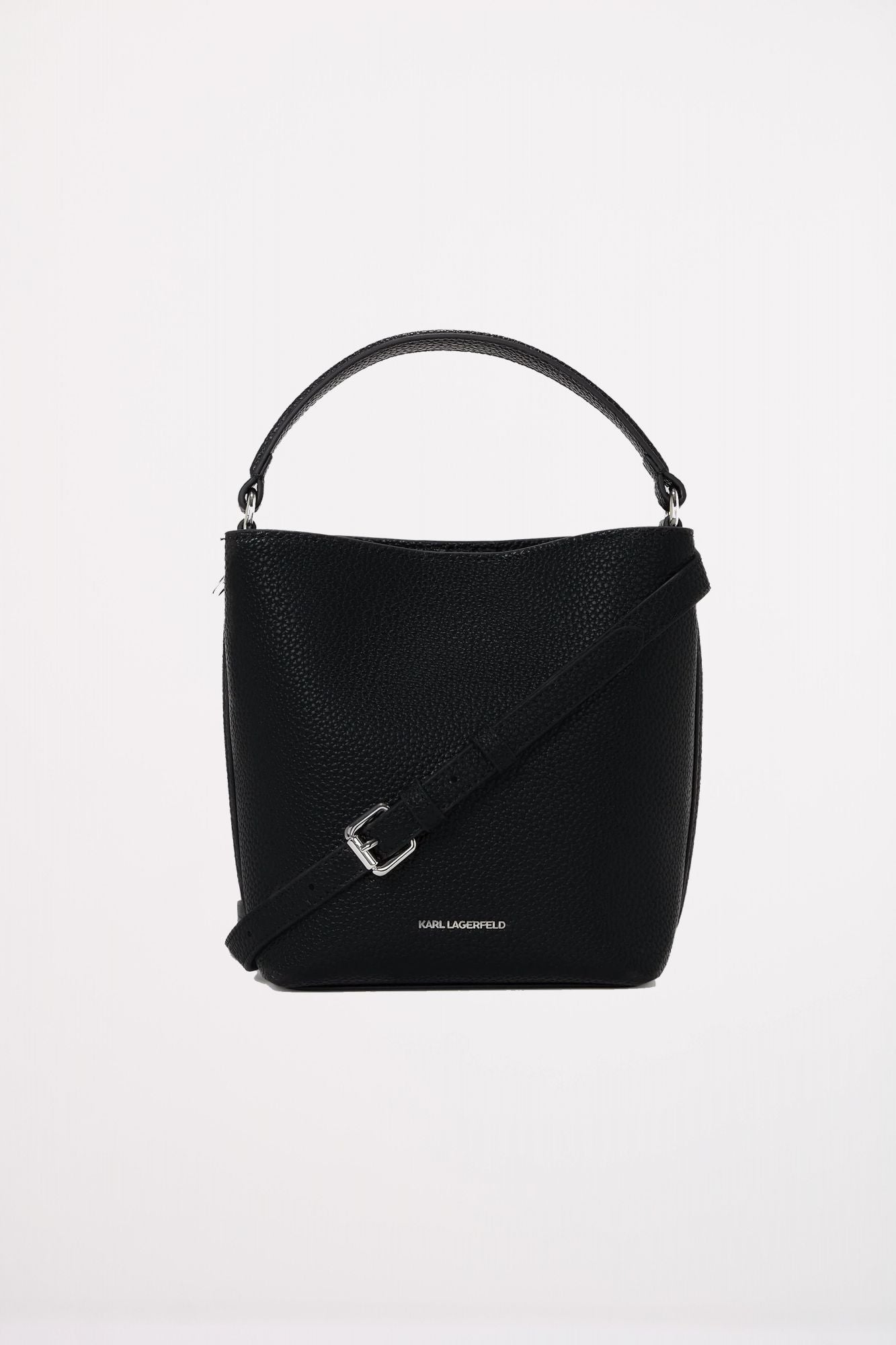 KARL LAGERFELD IKON PEBBLE BUKET BAG en color NEGRO (2)