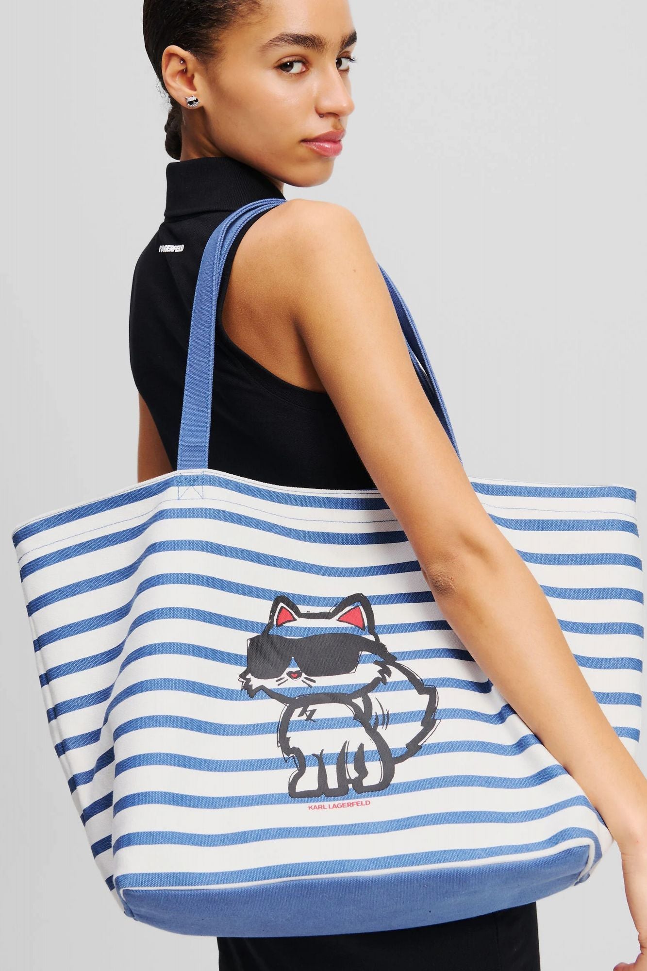 KARL LAGERFELD IKON PRINT STRIPE SHOP en color AZUL (2)