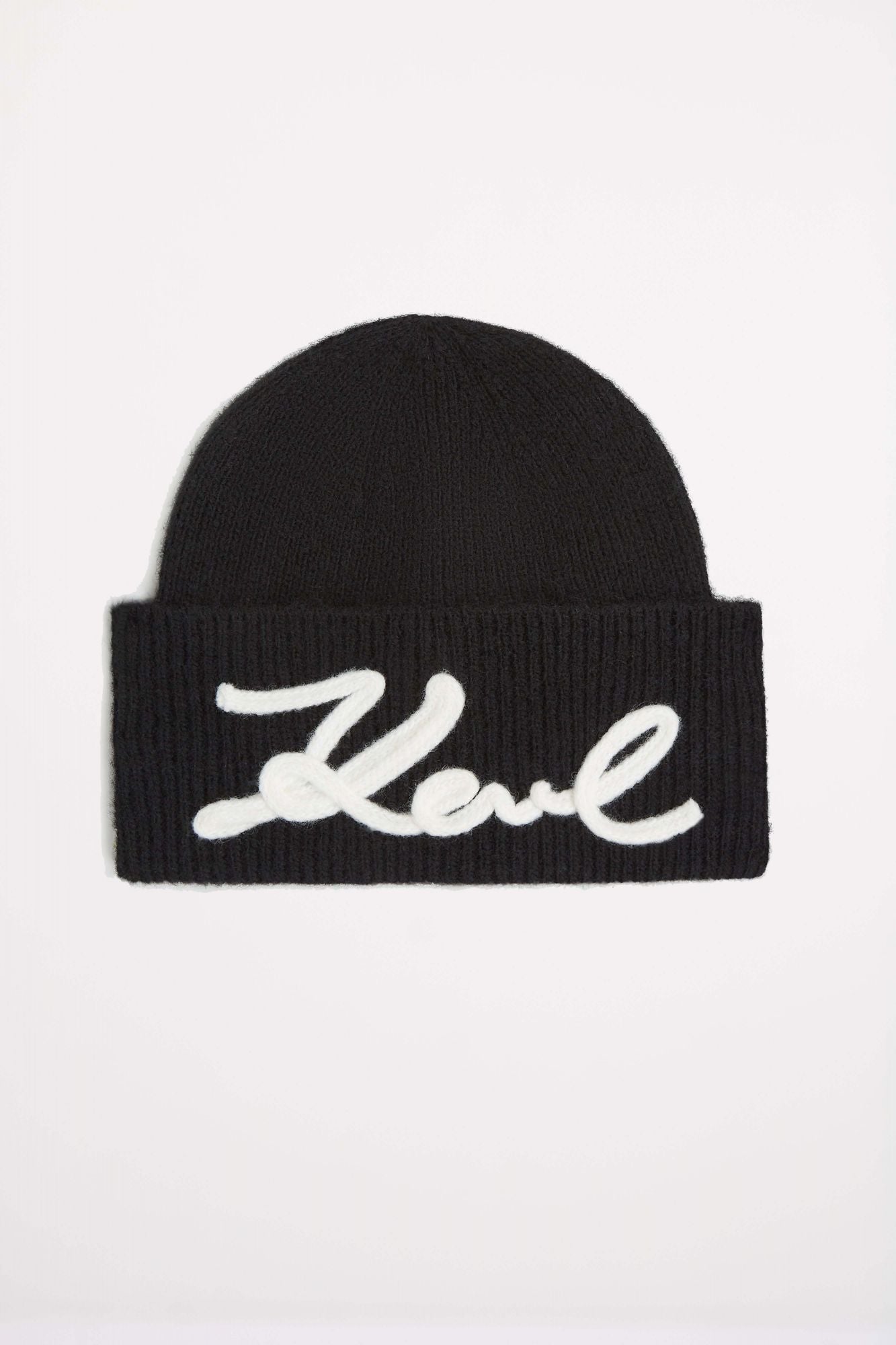 KARL LAGERFELD K SIGNATURE CROCHET BEANIE en color NEGRO (1)