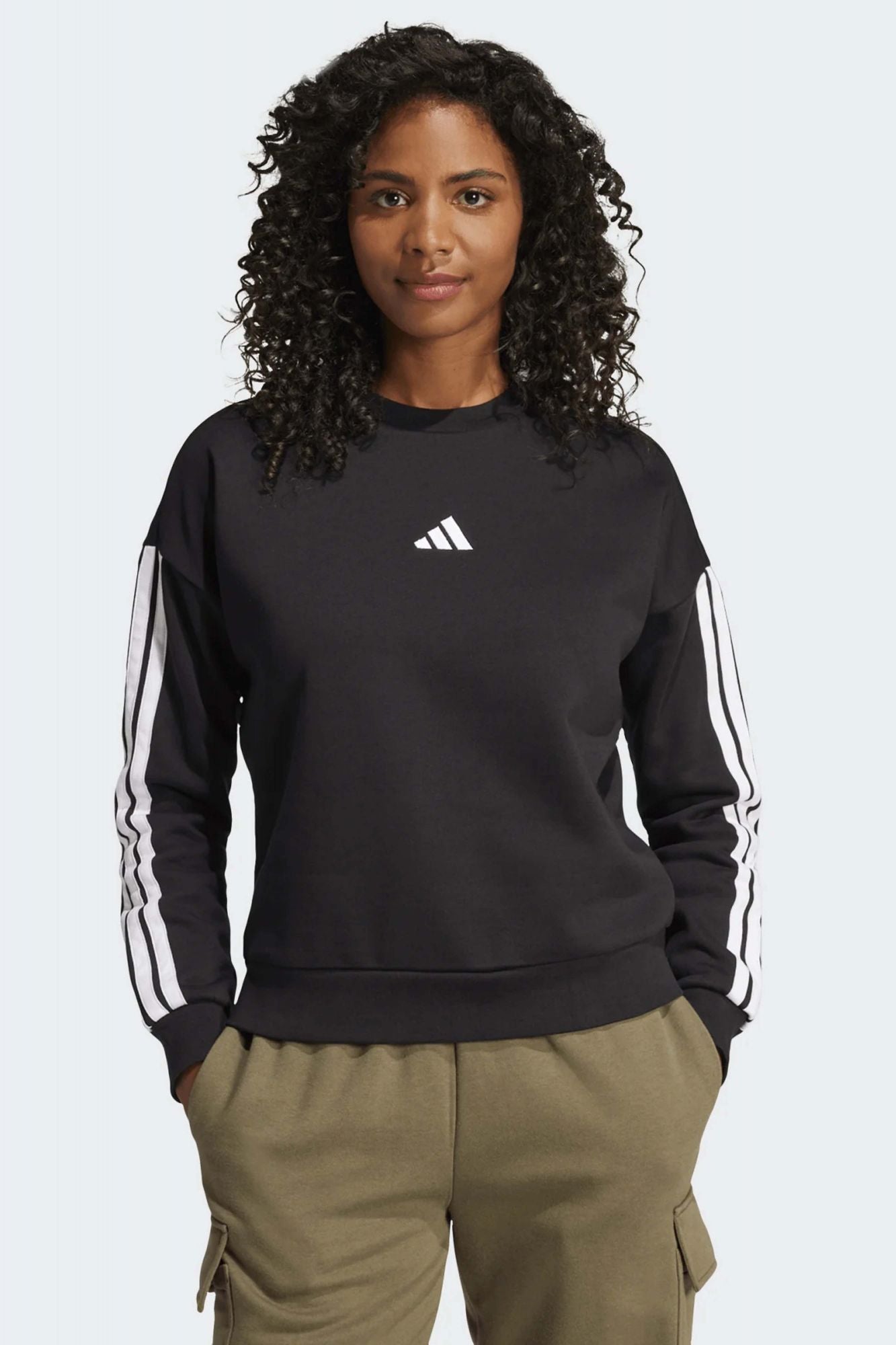 ADIDAS 3-STRIPES FLEECE SWEATSHIRT en color NEGRO (1)