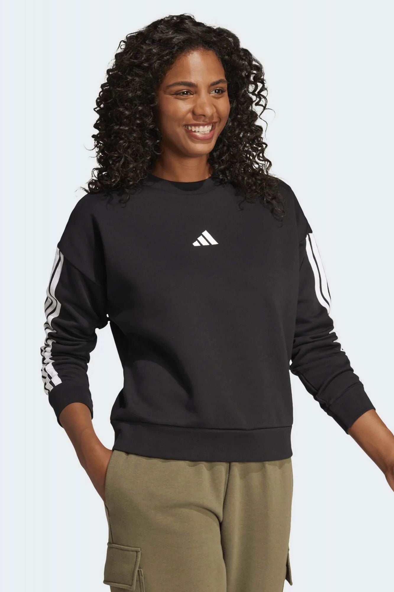 ADIDAS 3-STRIPES FLEECE SWEATSHIRT en color NEGRO (4)