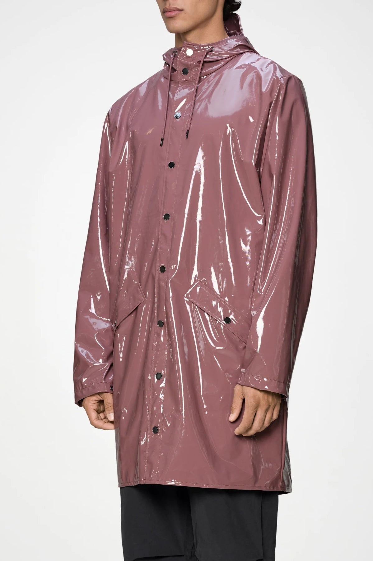 RAINS 12020R LONG JACKET W3 en color ROSA (1)
