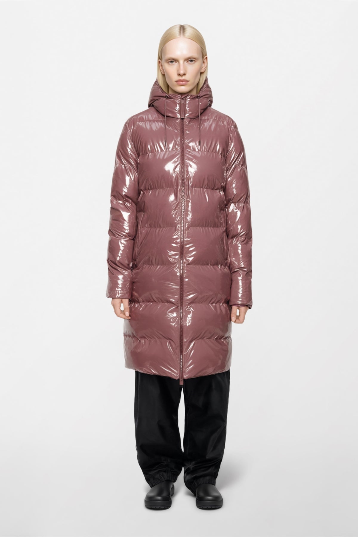 RAINS 15130R ALTA LONGER PUFFER JACKET W3 en color ROSA (1)