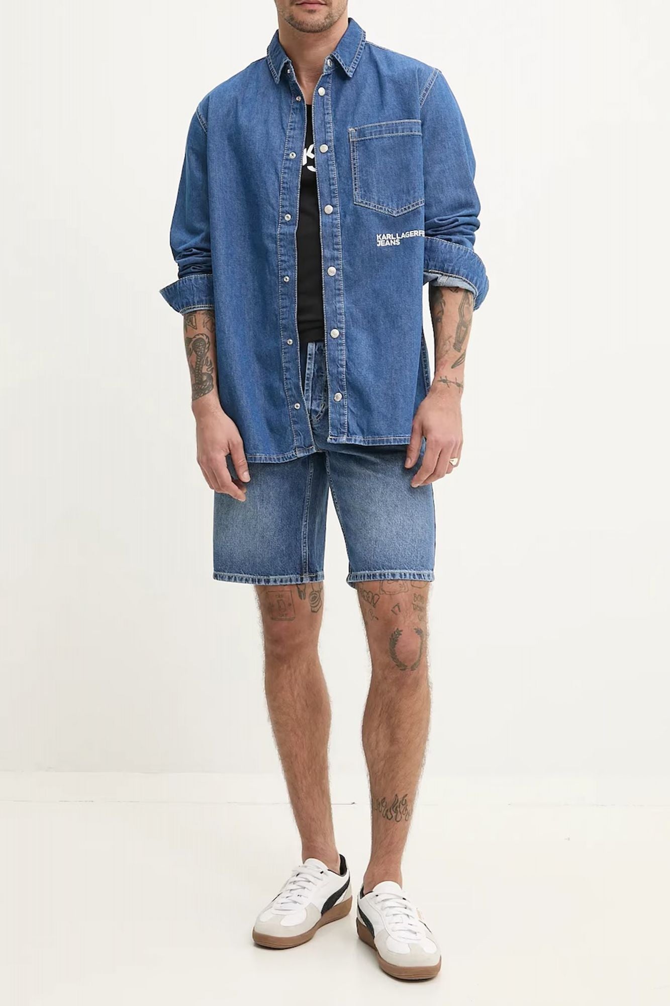 KARL LAGERFELD JEANS KLJ REGULAR DENIM SHIRT en color AZUL (4)