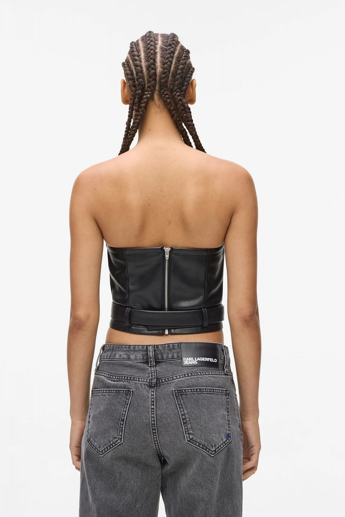 KARL LAGERFELD JEANS KLJ FAUX LEATHER TOP en color NEGRO (3)