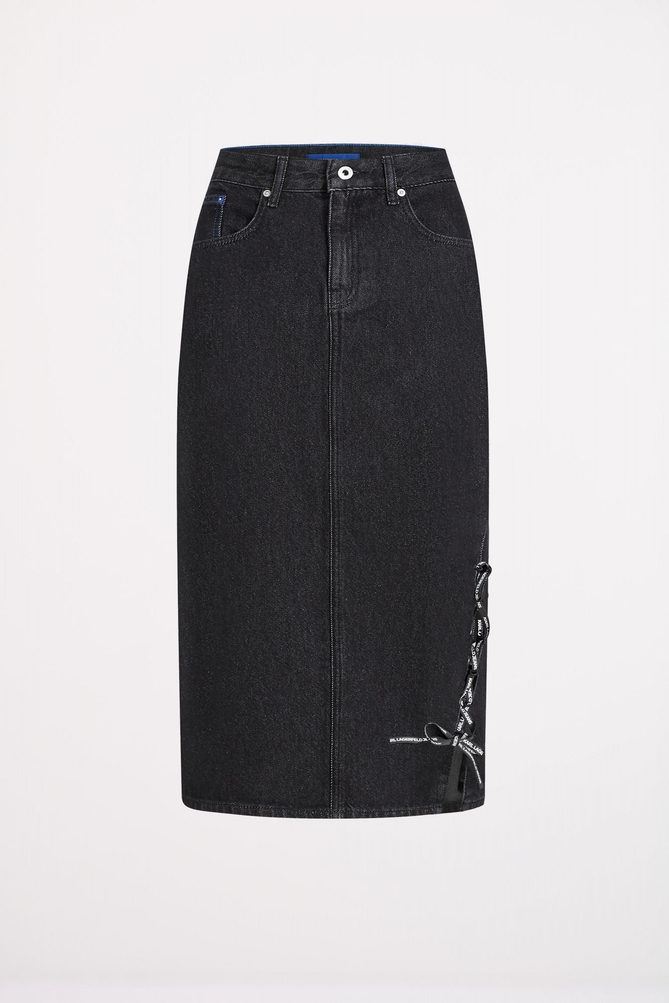 KARL LAGERFELD JEANS TIED DENIM MIDI SKIRT en color NEGRO (2)