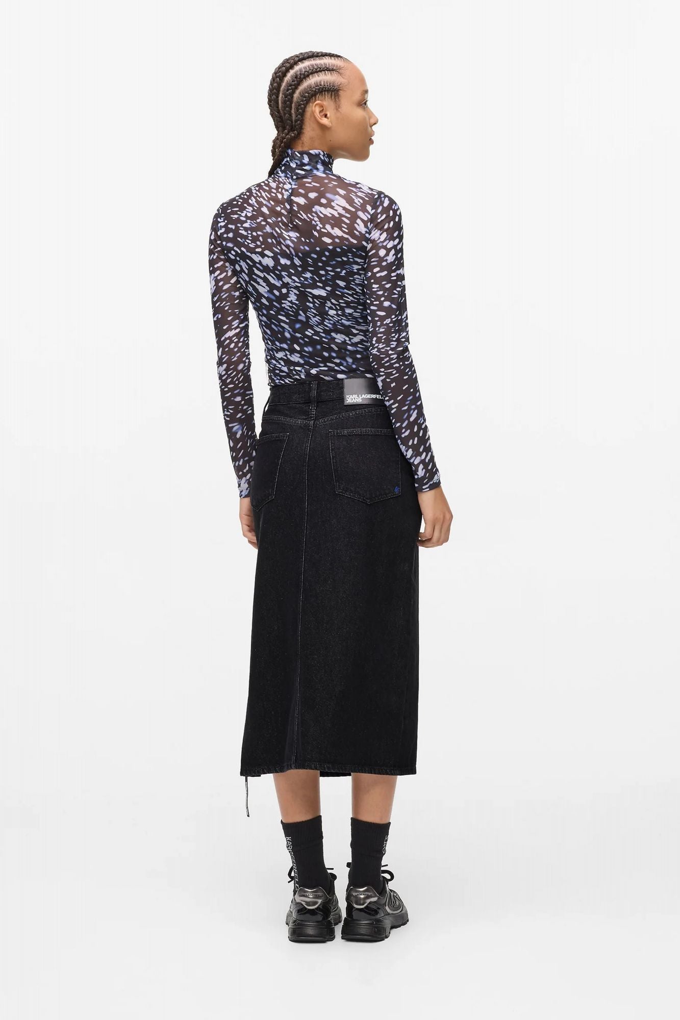 KARL LAGERFELD JEANS TIED DENIM MIDI SKIRT en color NEGRO (3)