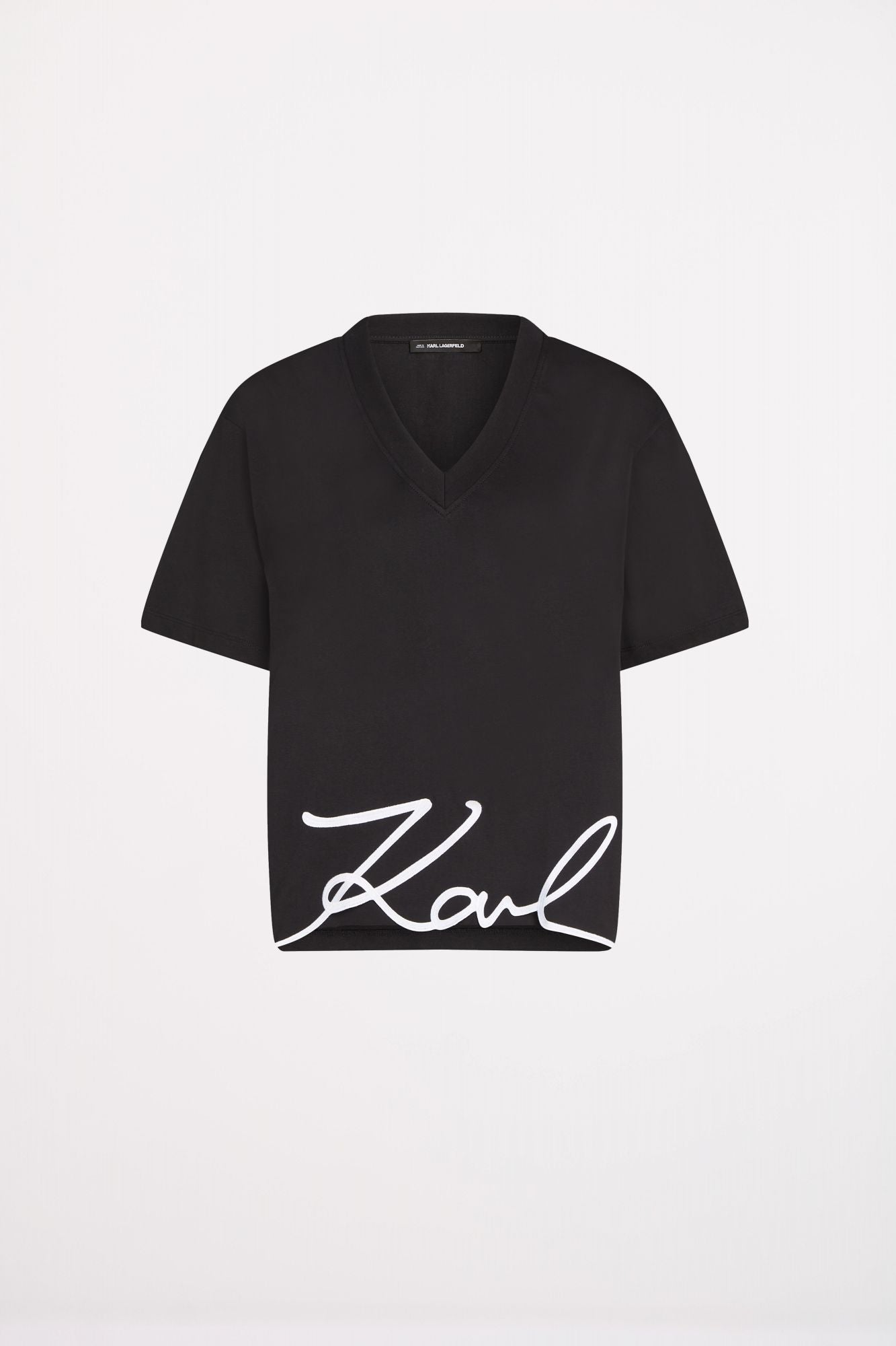 KARL LAGERFELD JEANS KARL SIGNATURE HEM V-NK TS en color NEGRO (2)
