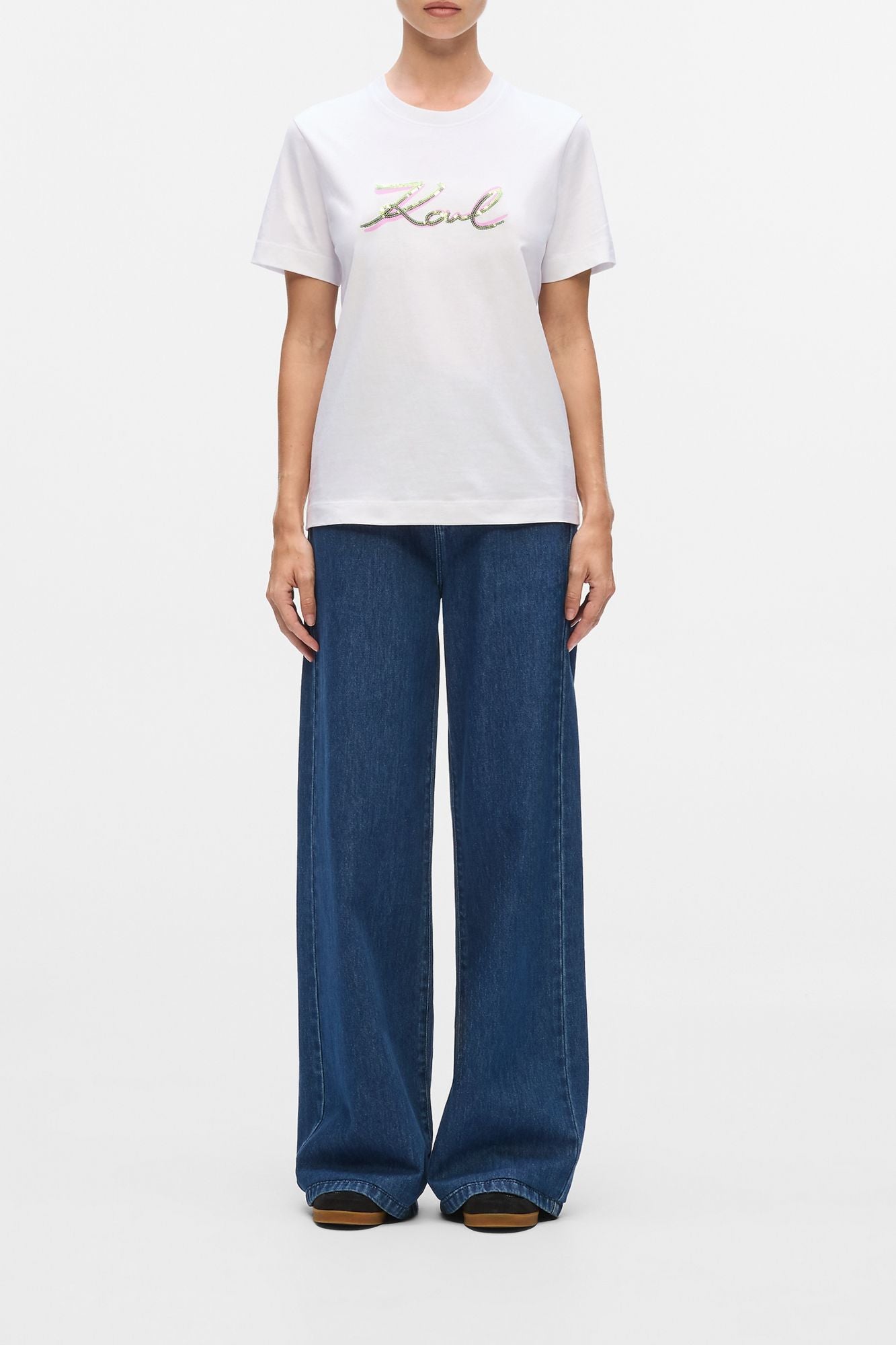 KARL LAGERFELD JEANS SIGNATURE SEQUINS T-SHIRT en color BLANCO (4)