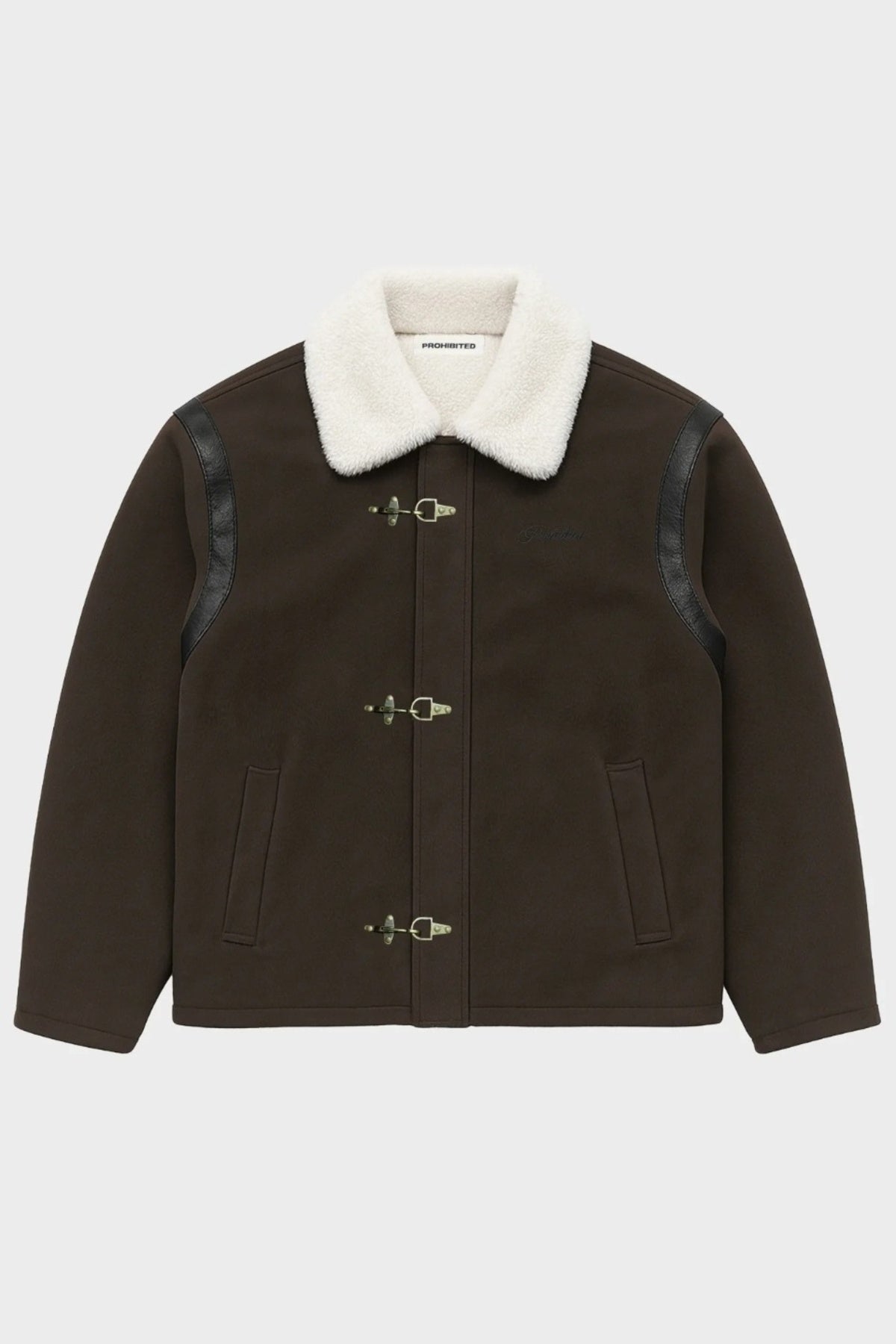 PROHIBITED VARSITY DUFFLE JACKET en color MARRON (4)
