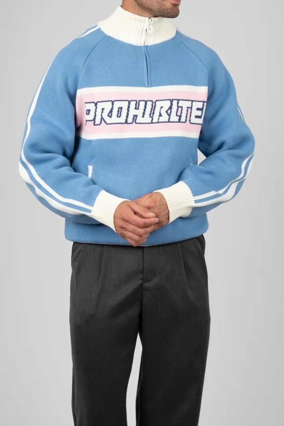 PROHIBITED LETTERMAN KNITTED QUARTER ZIP en color  (2)