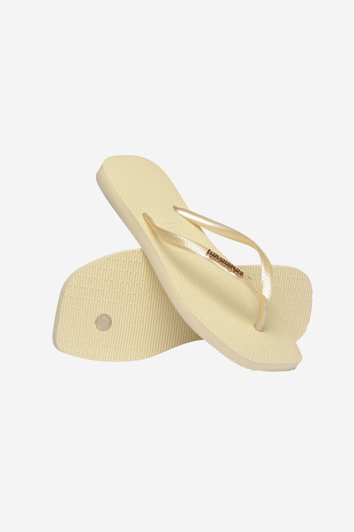 HAVAIANAS SQUARE LOGO METALLIC en color BEIS (4)