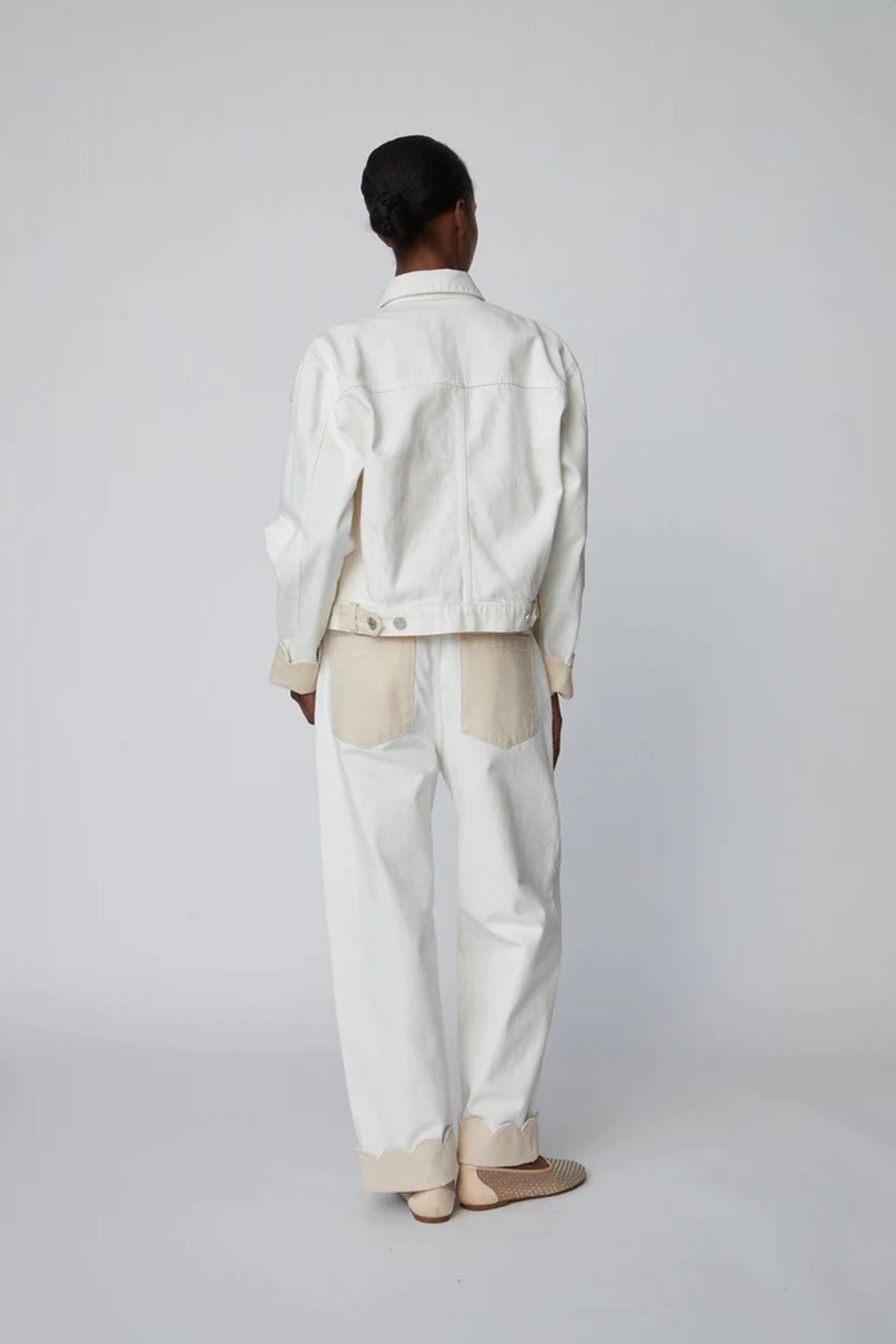 STELLA NOVA TWO-TONED COTTON JACKET en color BLANCO (2)