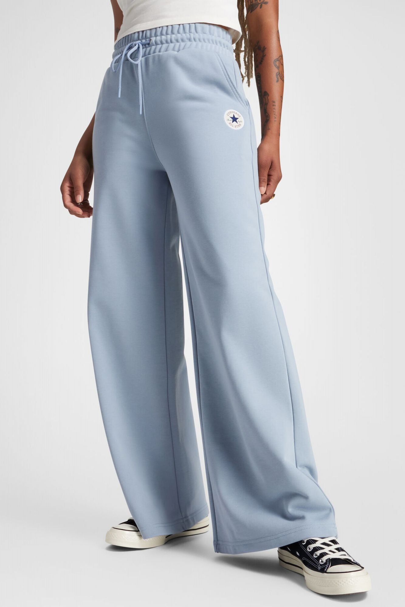 CONVERSE KNIT WIDE LEG PANTS en color AZUL (1)