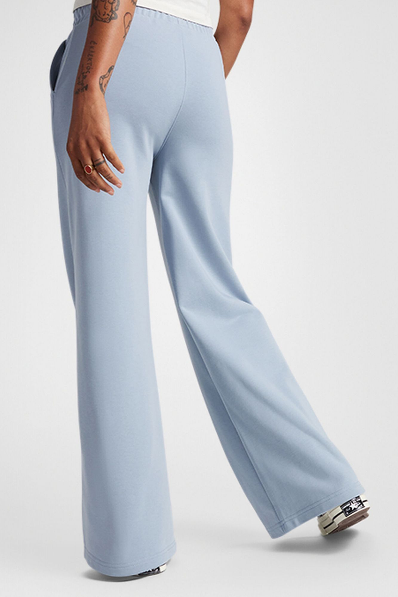 CONVERSE KNIT WIDE LEG PANTS en color AZUL (2)