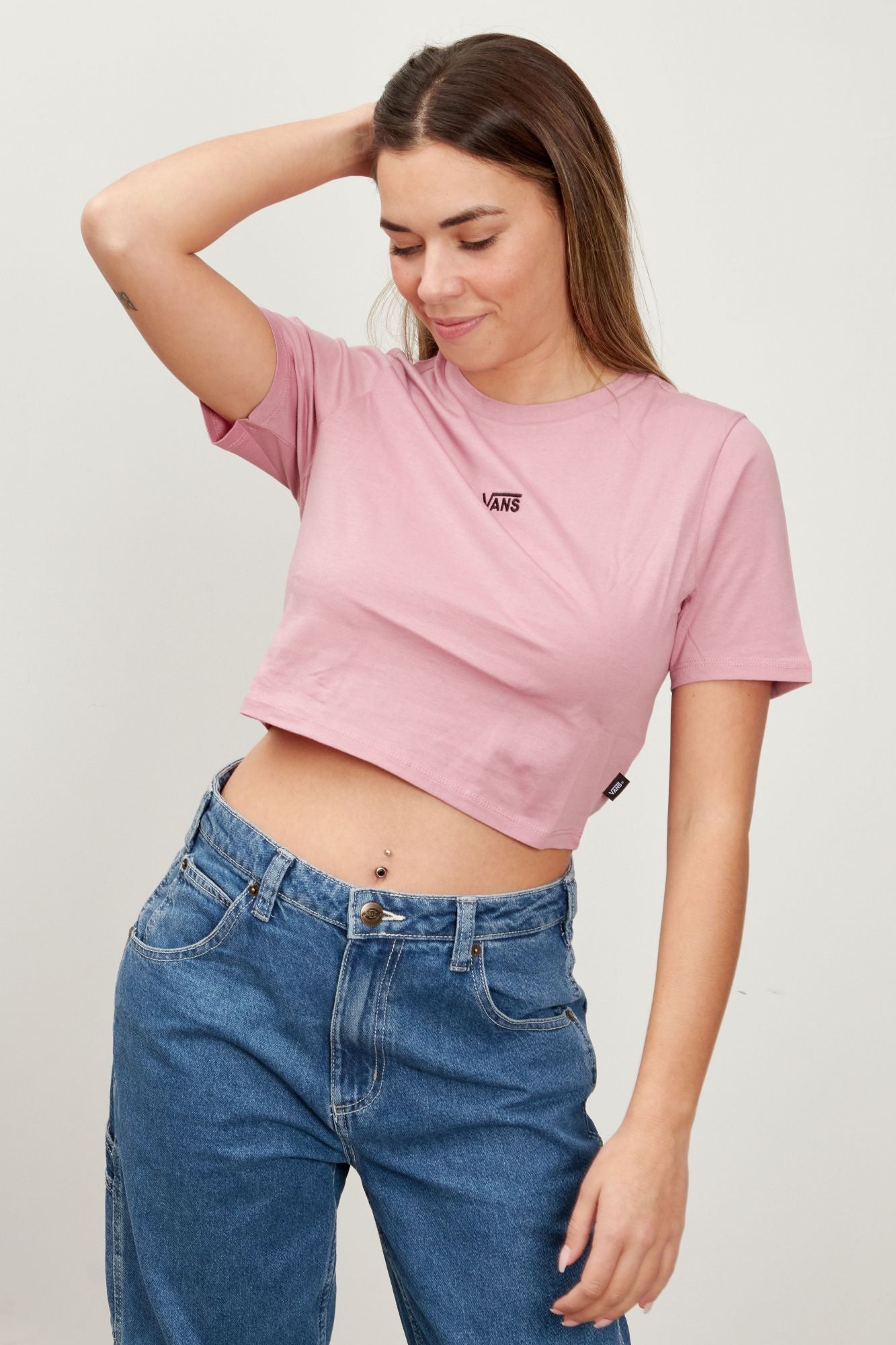 VANS FLYING V CROP CREW en color ROSA (1)