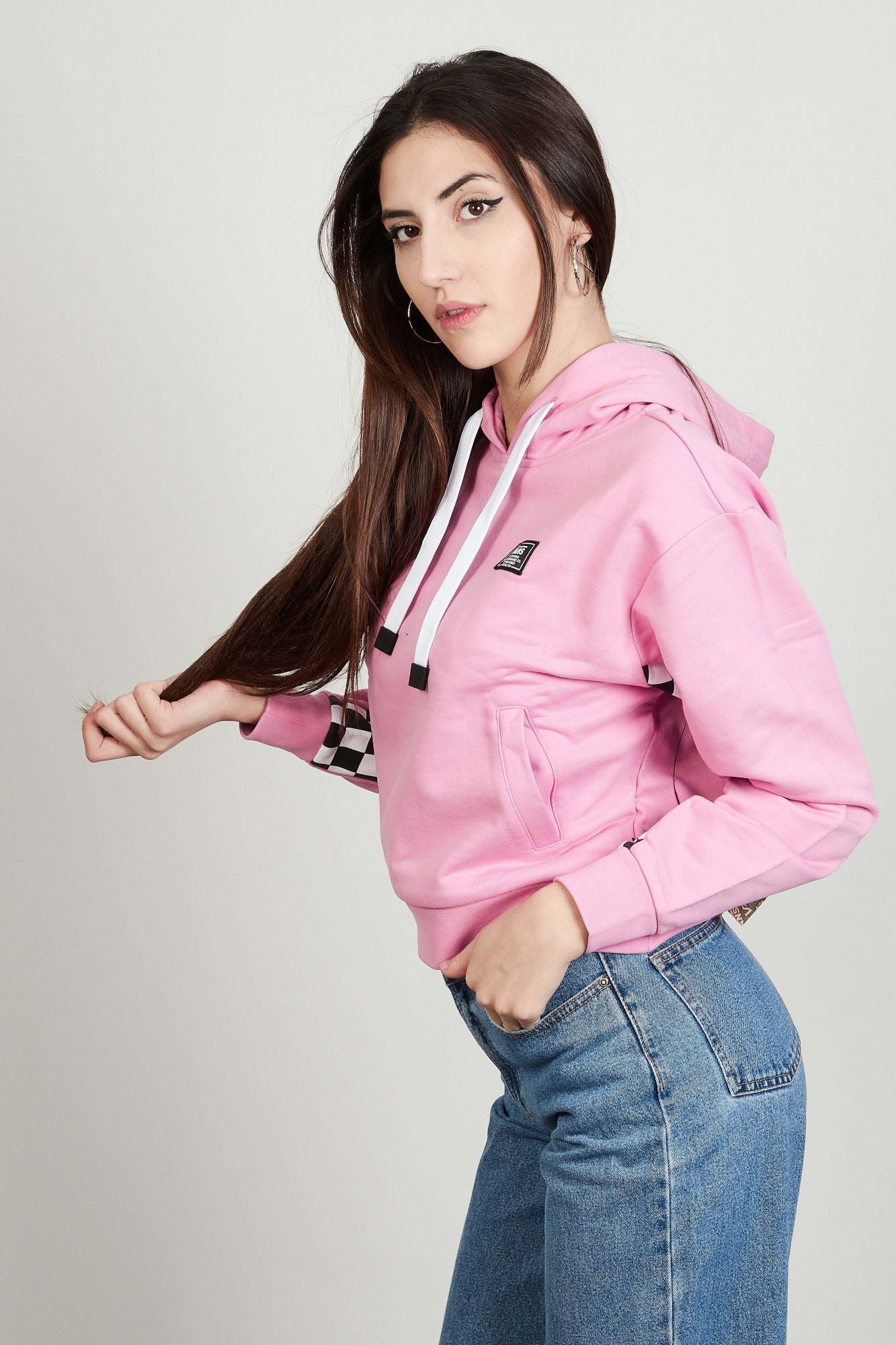 VANS BOOM BOOM CHECK IT HOODIE en color ROSA (2)