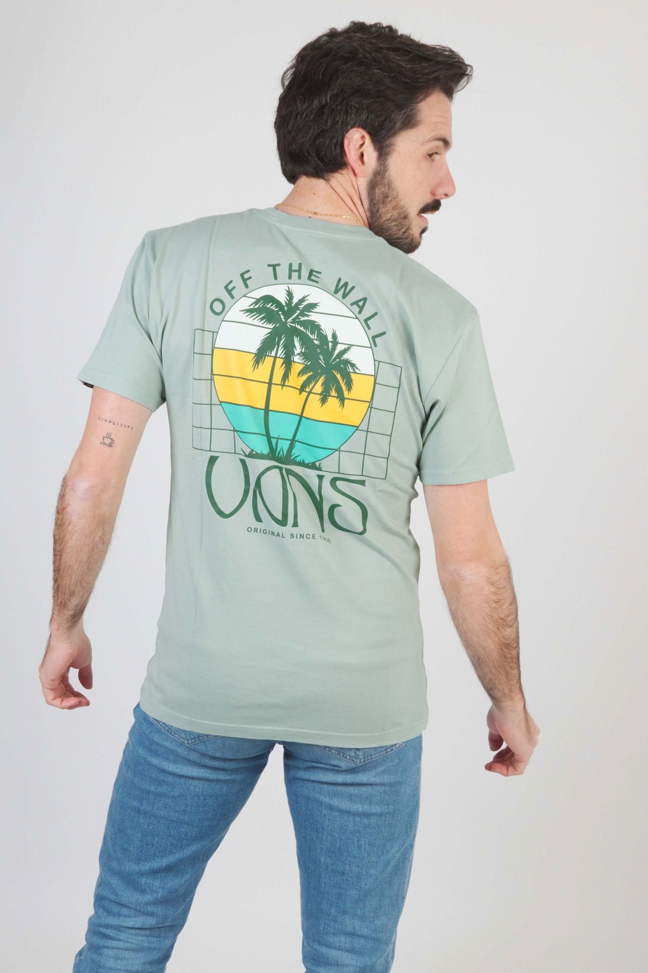 VANS SUNSET DUAL PALM VINTAGE SS TEE en color VERDE (3)