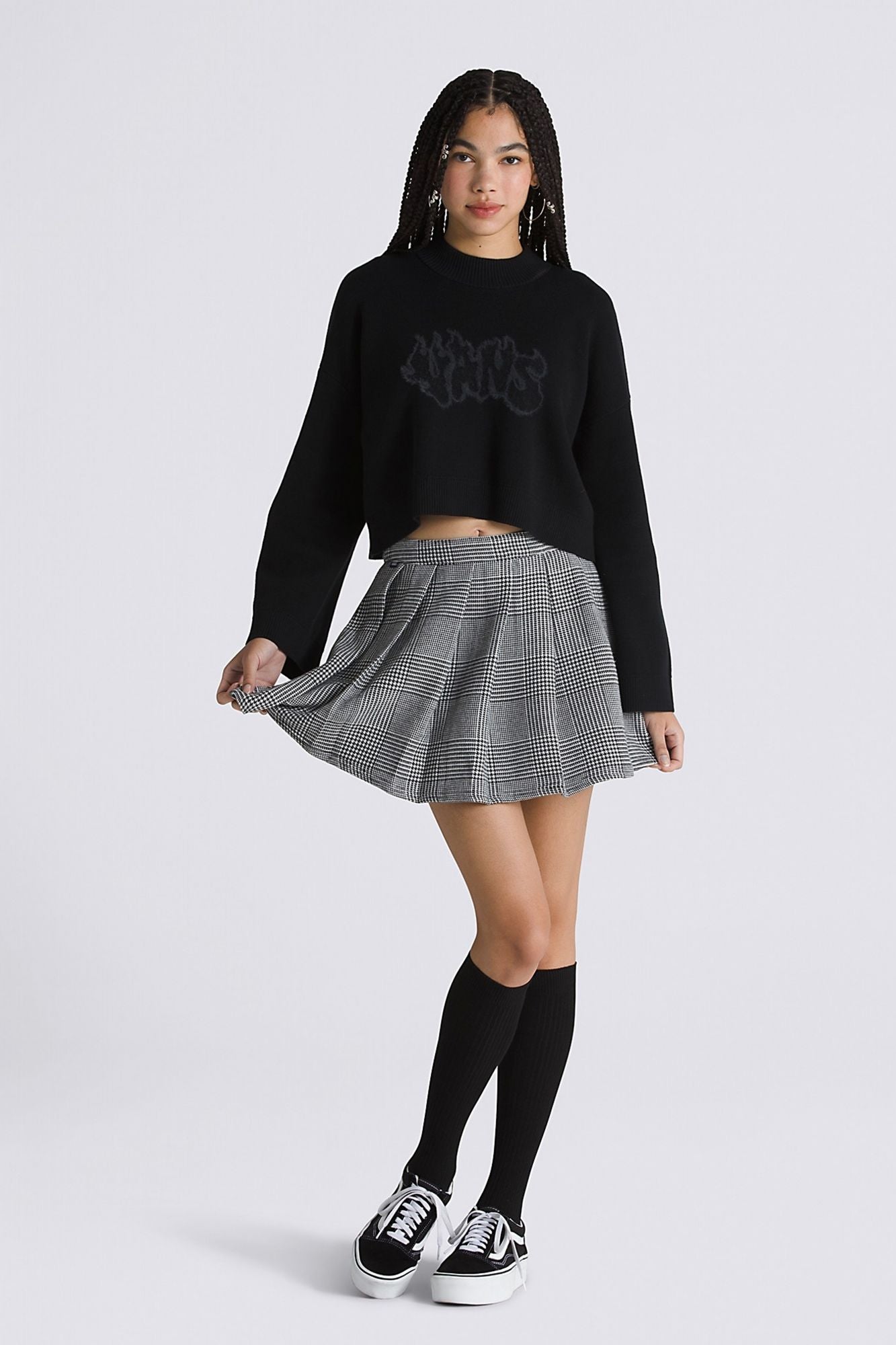 VANS NINA PLAID PLEATED SKI en color NEGRO (4)