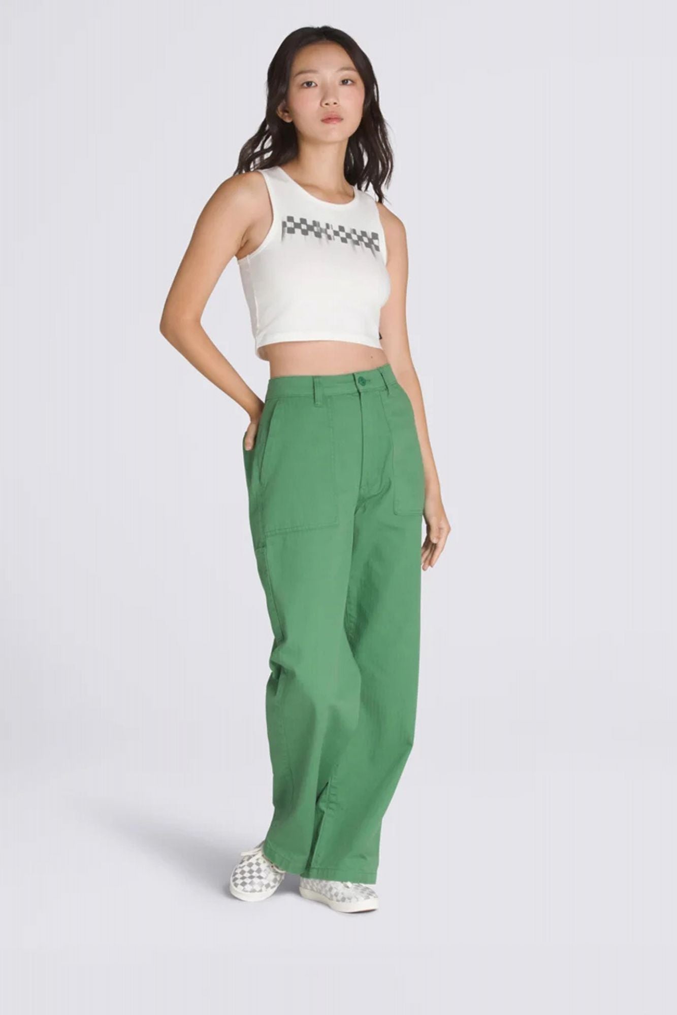 VANS CHECK WASH FITTED CROP en color BLANCO (4)