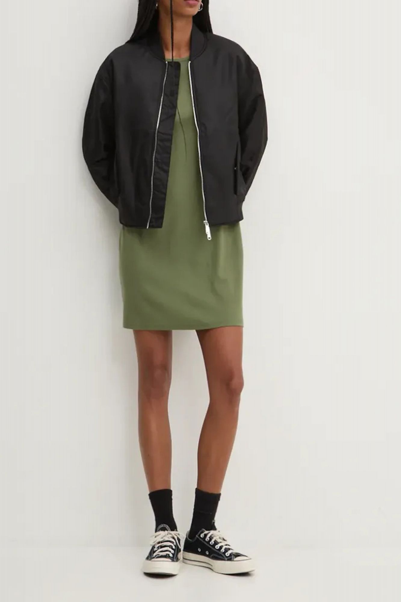 VANS DREW RIB LS DRESS en color VERDE (4)