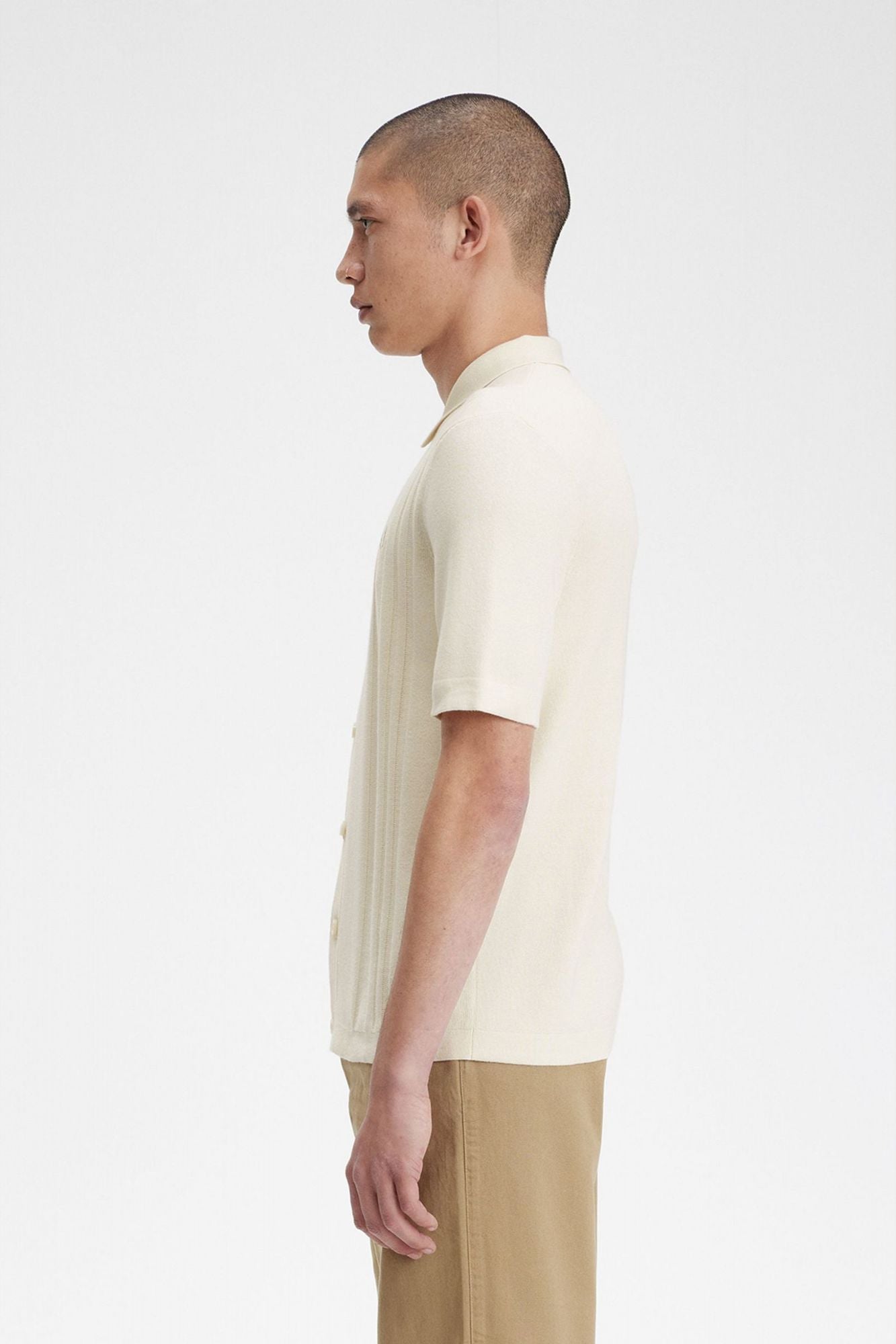 FRED PERRY BUTTON THROUGH KNITTED SHIR en color BLANCO (3)
