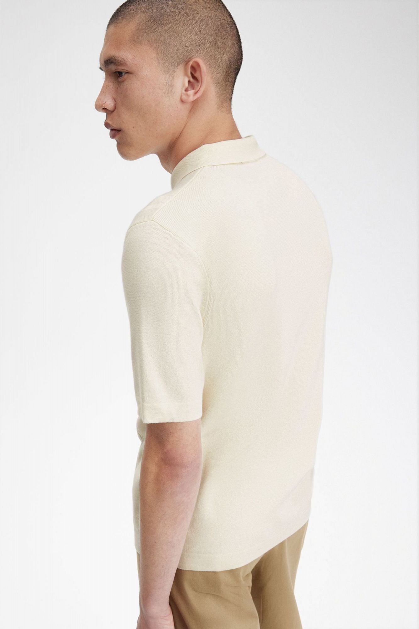 FRED PERRY BUTTON THROUGH KNITTED SHIR en color BLANCO (4)