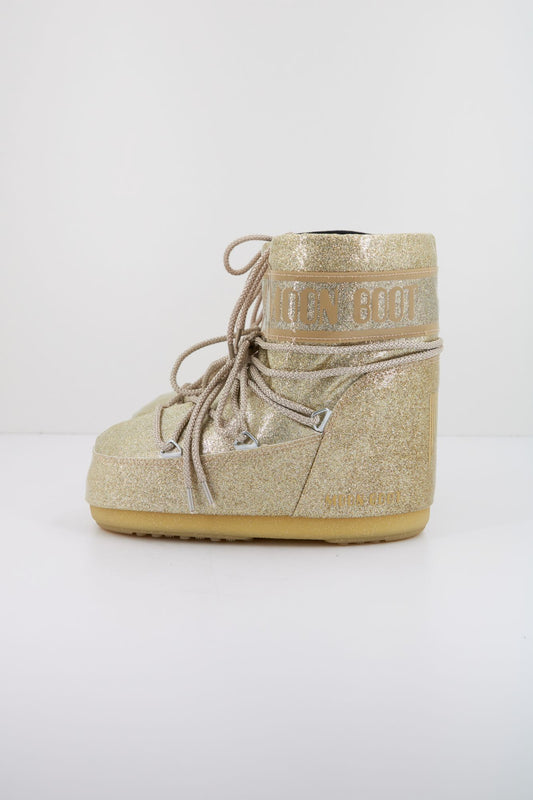 MOON BOOT  MB ICON LOW GLITTER en color ORO (1)