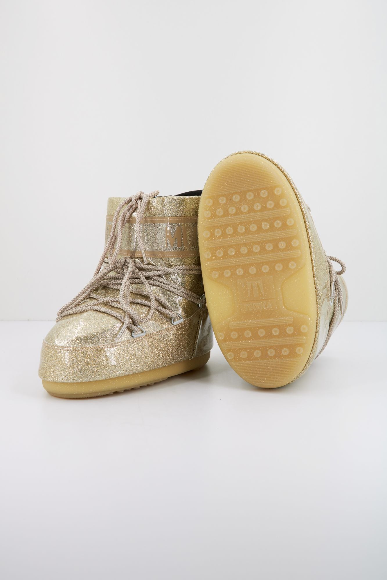 MOON BOOT  MB ICON LOW GLITTER en color ORO (4)