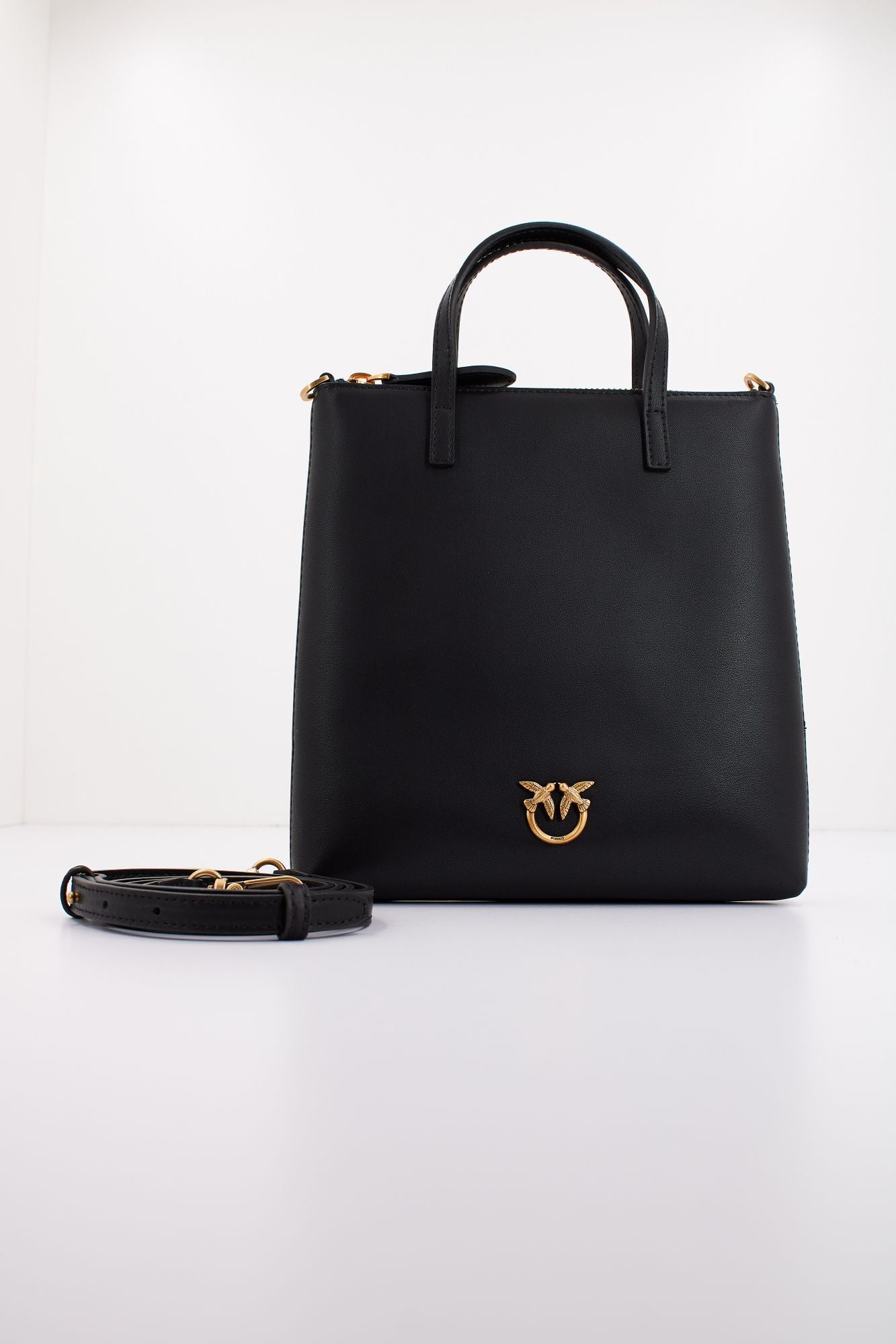 PINKO MINI SHOPPER VITELLO SE en color NEGRO (1)