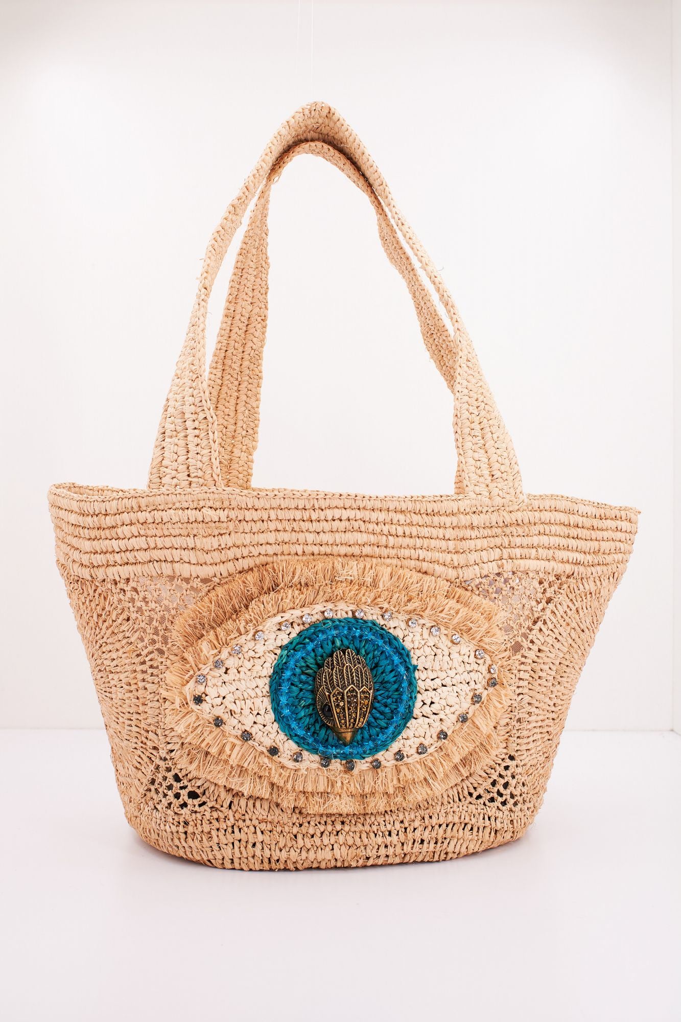 KURT GEIGER LONDON RAFFIA EYE BASKET TOTE en color MARRON CLARO (1)
