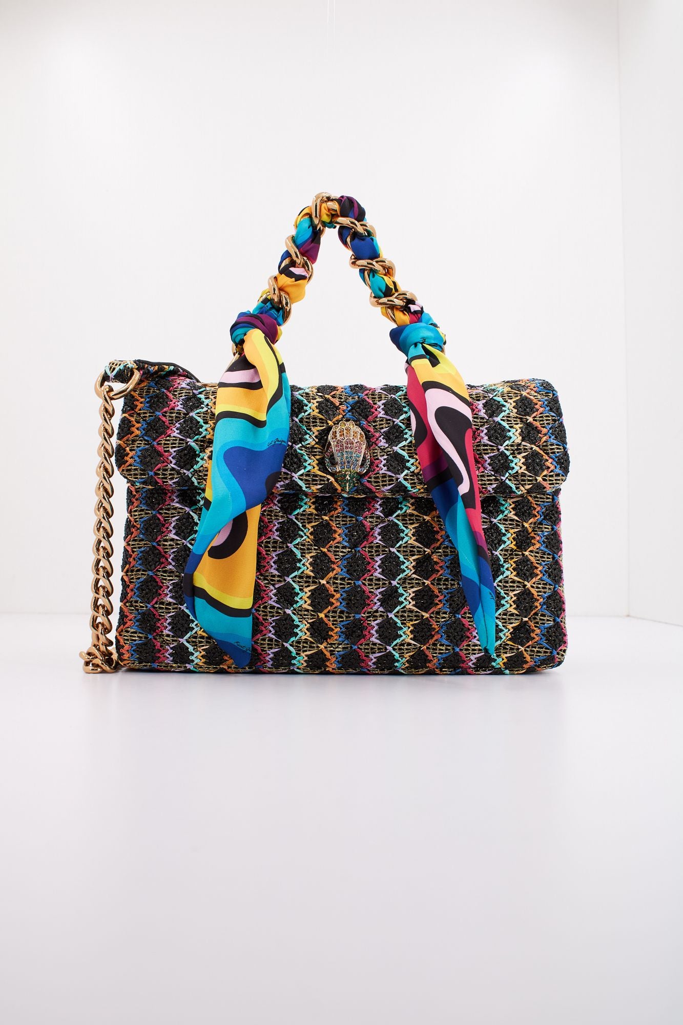 KURT GEIGER LONDON RAFFIA KENSINGTON BAG H en color NEGRO (1)